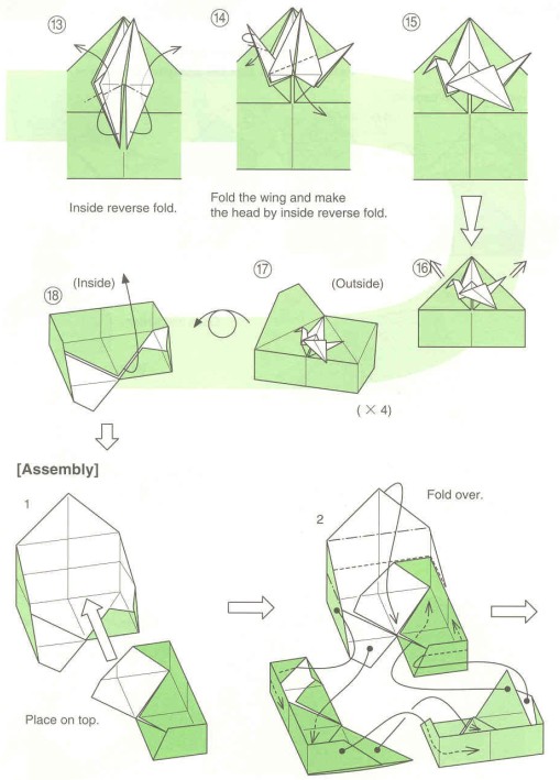 到这里可以看到折纸千纸鹤的基本构型已经快要展现出来了