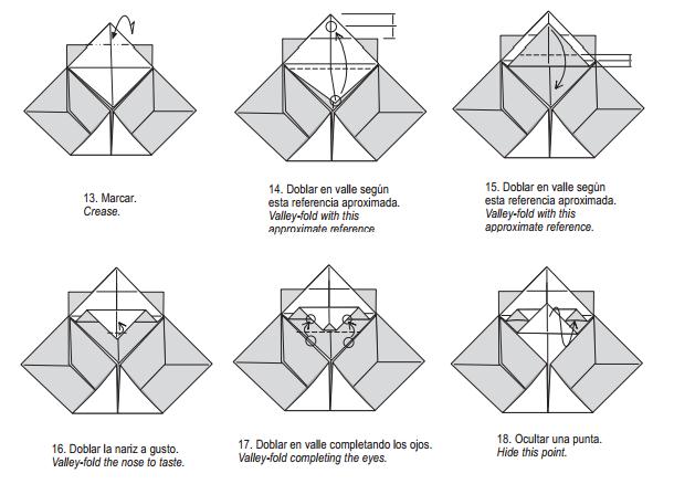 通过基本的折纸图解来学习这个漂亮的折纸熊猫的折叠过程