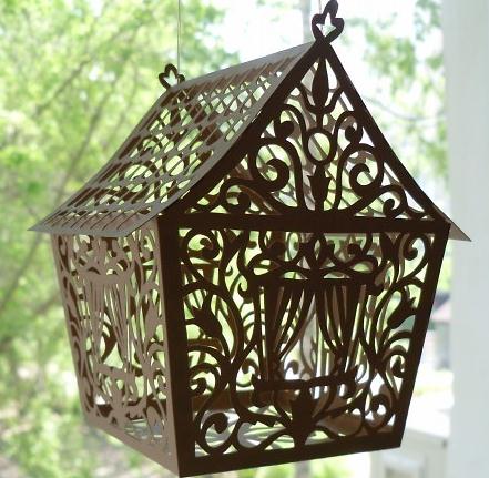 通过刻纸的方式完成的纸艺镂空小房子灯笼的教程手把手教你制作漂亮的小房子灯笼