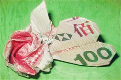 纸币折纸心折纸玫瑰花的折法图解教程手把手教你制作漂亮玫瑰花