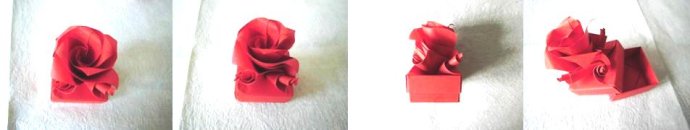 折纸玫瑰花礼盒是通过组合折纸的方式最终完成相关的制作的