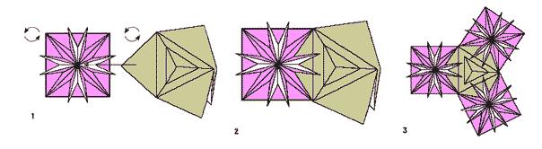将折纸玫瑰花和链接部分进行组合之后就得到了折纸玫瑰花花球
