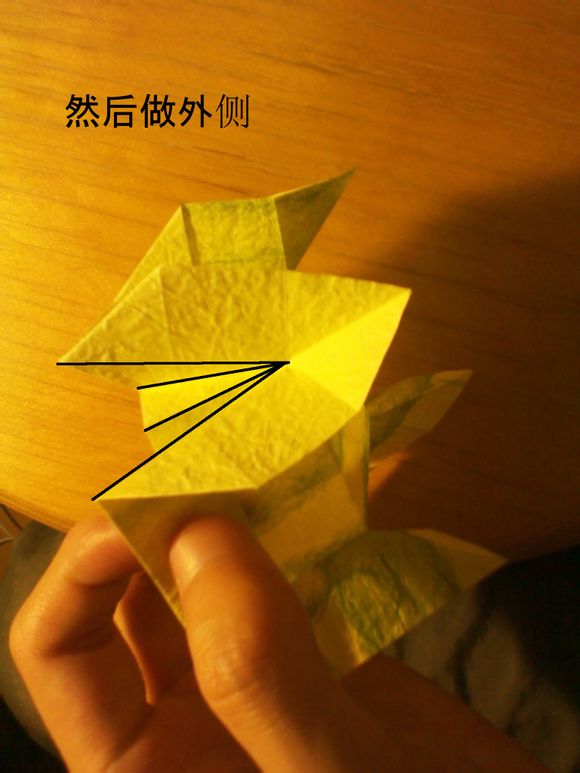 折纸玫瑰花叶盒的叶片结构实际上很大程度上依赖于制作者调整的情况