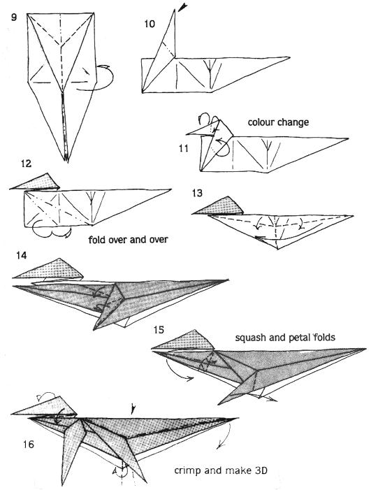 有效的折叠是保证折纸鳄鱼折叠效果的一个关键步骤
