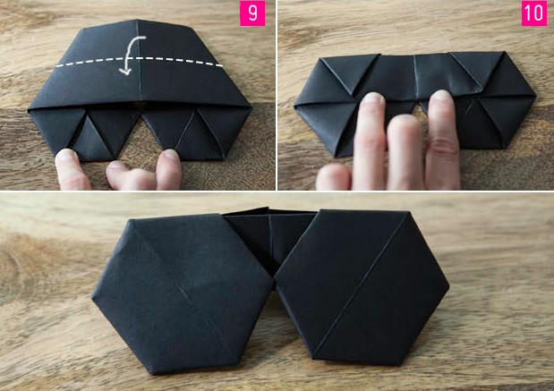一步一步的进行折叠是保证折纸太阳镜最终折叠效果的一个关键