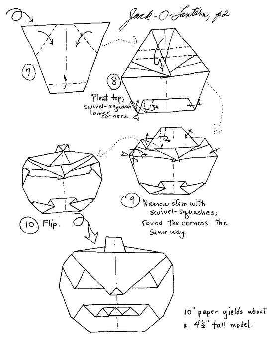 漂亮的折纸南瓜灯笼基本折纸图解教程帮助你更好的学习折纸南瓜灯笼