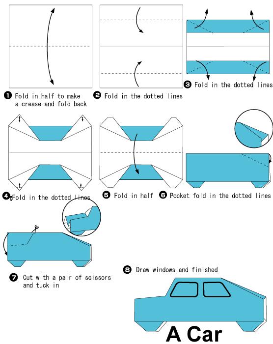 儿童折纸大全教程教你制作折纸小汽车-+纸艺网
