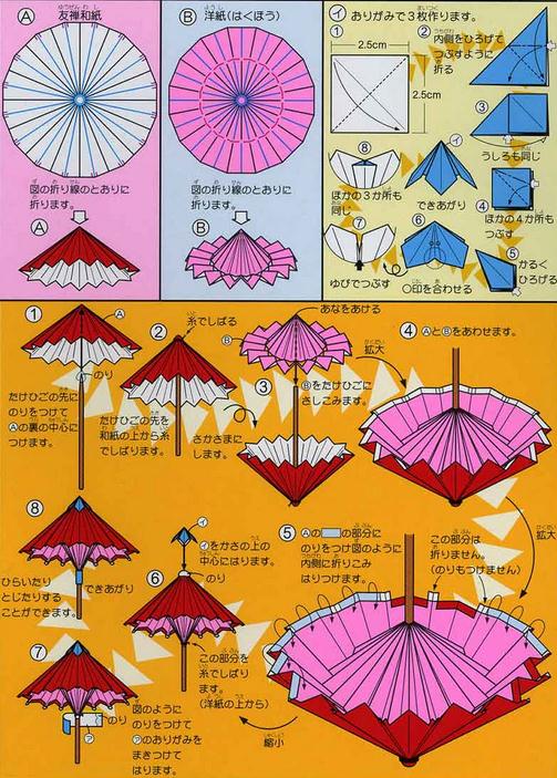 折纸雨伞的图纸教程帮助你更好的理解折纸雨伞的制作