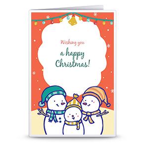 圣诞节温暖雪人家庭圣诞贺卡的手工纸艺与模版教程供你免费制作圣诞贺卡
