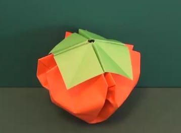 手工折纸立体柿子的折纸图解教程教你制作可爱的折纸柿子