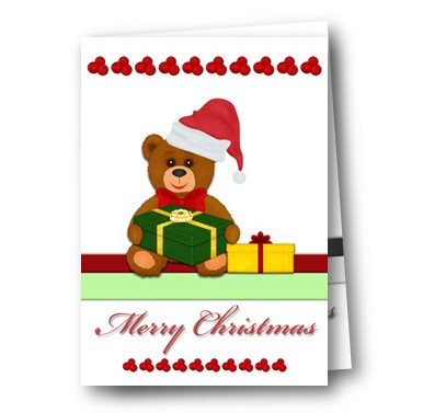 泰迪熊圣诞贺卡的手工纸艺贺卡模版免费下载和最新圣诞贺卡手工制作