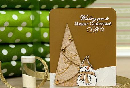 简单折纸圣诞树的圣诞贺卡手工纸艺制作教程教你漂亮的圣诞树贺卡