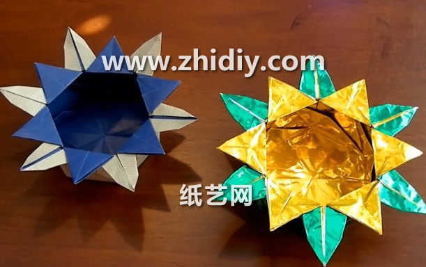 简单手工折纸花形盒子的折纸图解教程教你制作出漂亮的折纸花形盒子