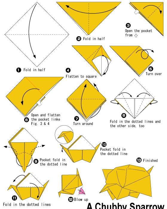 儿童折纸麻雀的折纸图解教程教你制作简单的折纸麻雀