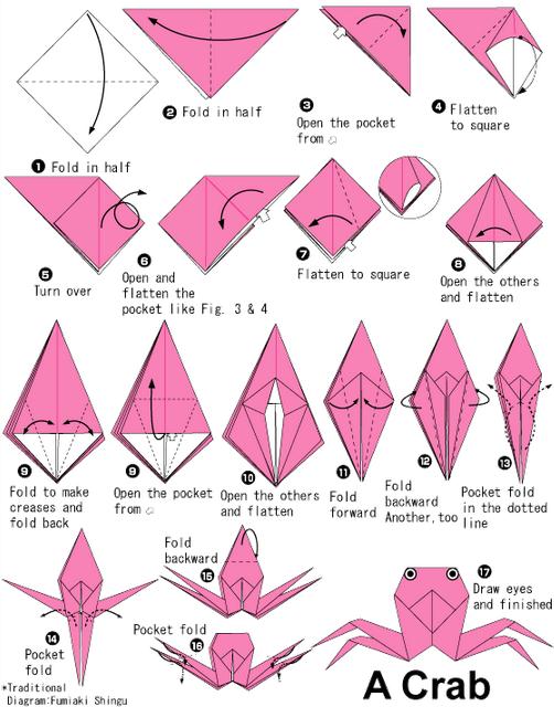 之简单儿童折纸小螃蟹图解教程【儿童折纸大全教程】