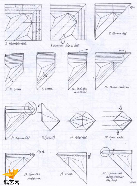 折纸大全图解教程收录了如何制作出构型精美的折纸蝾螈