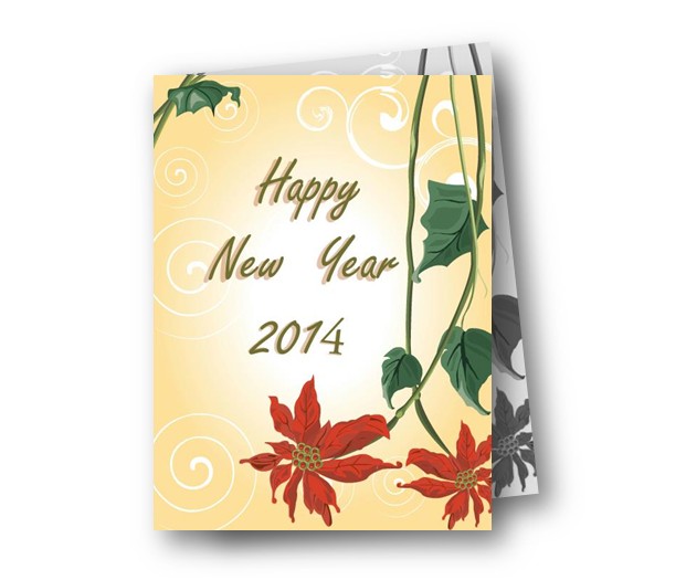 新年花朵的可打印贺卡模版提供纸花之美2014