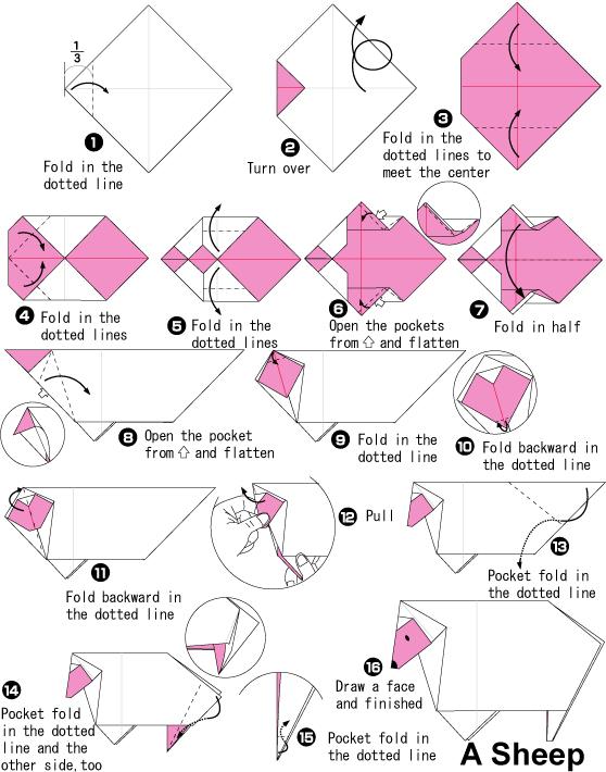 简单的绵羊折纸图解教程【儿童折纸动物的图解教程】 - 纸艺网
