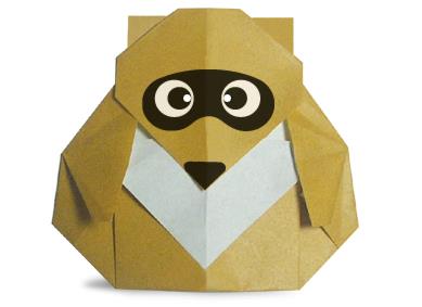 儿童手工折纸小浣熊的基本折纸图解教程展示出漂亮的折纸小浣熊如何制作