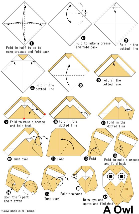 简单的儿童折纸猫头鹰的折纸图解教程一步一步的教你折纸猫头鹰的制作