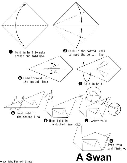 手工折纸天鹅的基本折法教程告诉你如何快速的完成幼儿折纸天鹅的制作