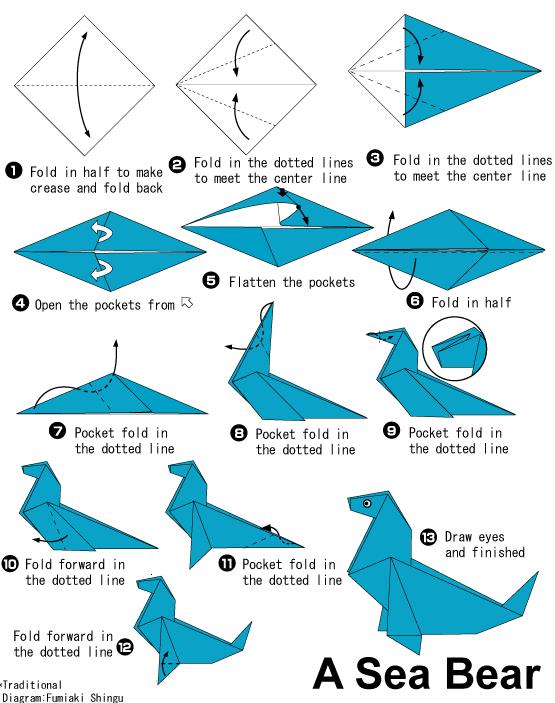 海狮的图解教程展示出折纸还是是如何通过手工的方式完成折叠的