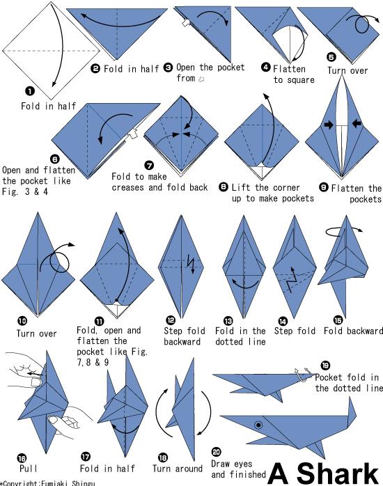 手工折纸鲨鱼的基本折法教程告诉你折纸鲨鱼应该如何制作