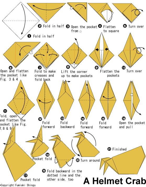 手工折纸寄居蟹的简单折法告诉你折纸寄居蟹是如何进行折叠的