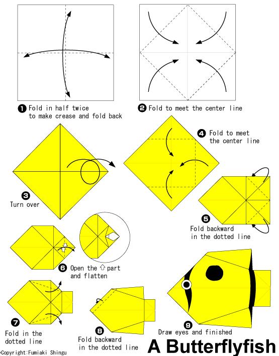 手工折纸蝴蝶鱼的基本折法告诉你折纸蝴蝶鱼是如何制作的