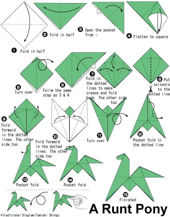 小马的折纸图解教程-儿童手工制作大全折纸合集 - 纸艺网