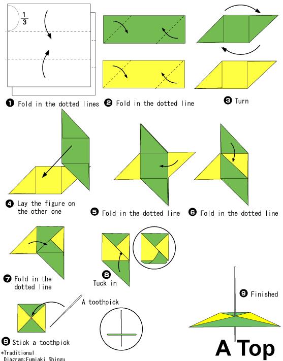 手工折纸的方法教程一步一步的教你制作出漂亮的折纸陀螺