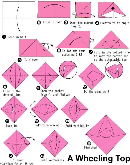 手工折纸风车的折纸图解教程一步一步的将如何制作折纸风车告诉你
