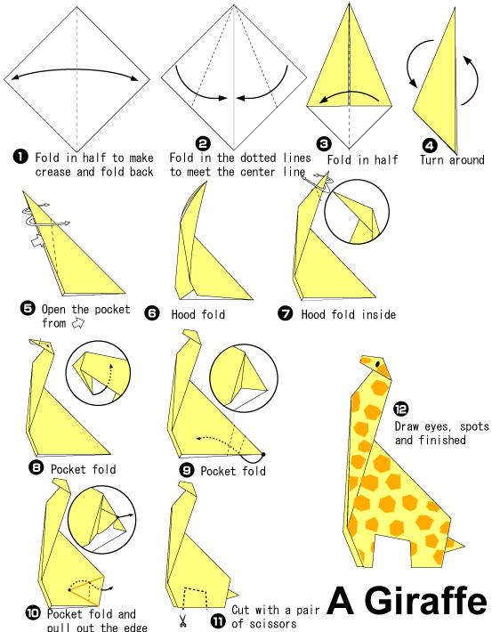 手工折纸长颈鹿的基本折法教程告诉你如何制作长颈鹿