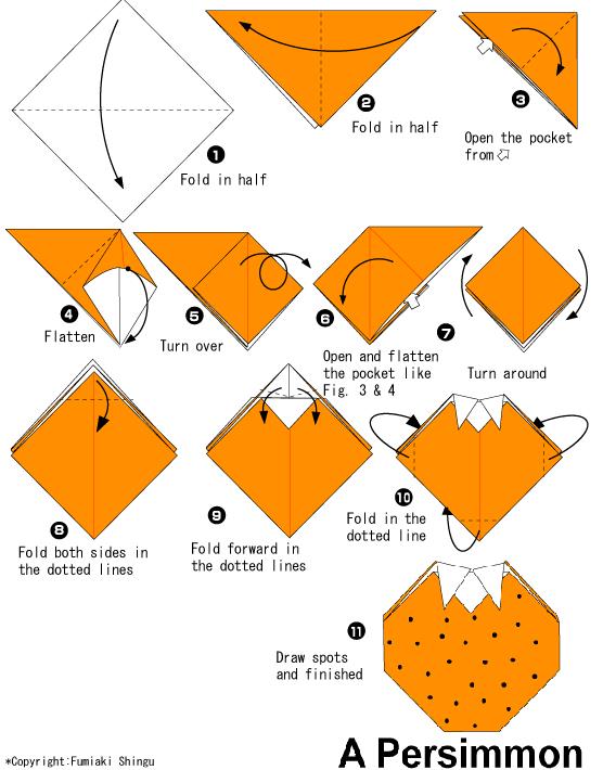 简单的折纸柿子基本折法告诉大家如何完成漂亮的折纸柿子