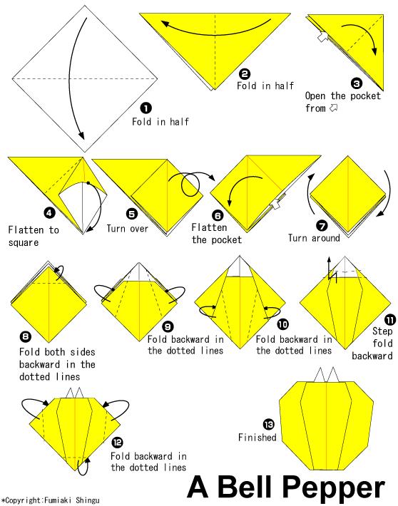 儿童手工折纸大全图解教程教你如何制作可爱的折纸甜椒