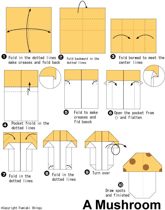 手工折纸蘑菇的折纸图解教程教你如何快速制作手工折纸蘑菇