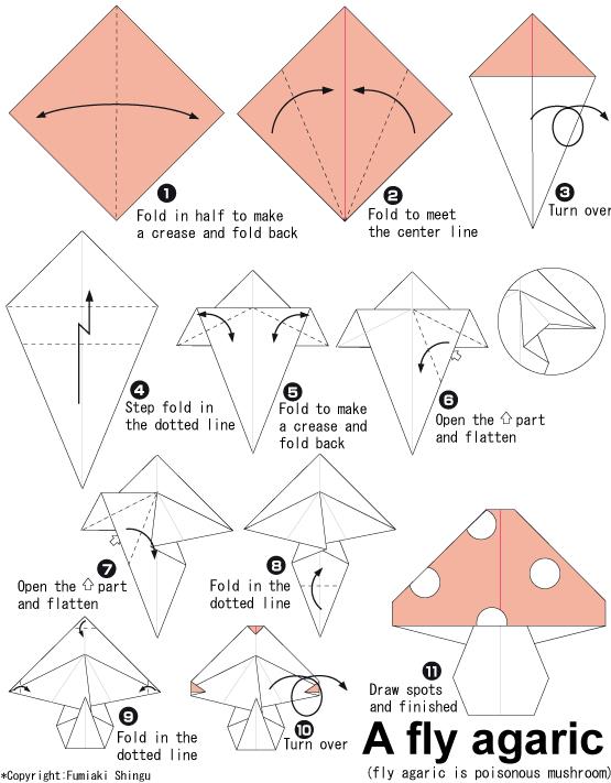 儿童简单手工折纸教程教你如何折叠出漂亮的折纸毒蝇伞蘑菇来