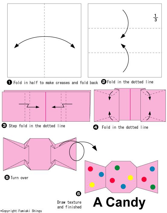 儿童手工折纸糖果的基本折法教程教你制作出漂亮的折纸糖果来