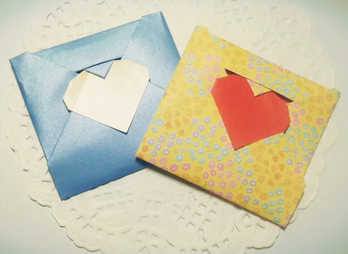 父亲节手工折纸礼物之折纸心信封的折法视频教