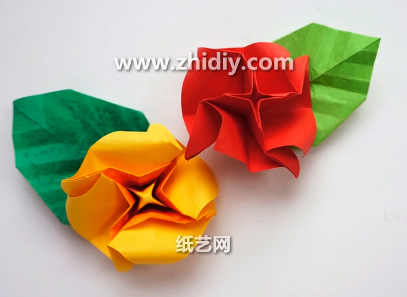 手工折纸玫瑰花的简单折法教程教你制作简单漂亮的折纸玫瑰花