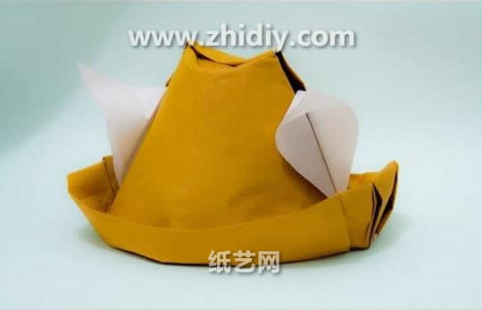 手工折纸带耳朵的折纸帽子的折法教程教你学习折纸带耳朵的帽子如何折叠