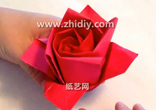 手工折纸川崎玫瑰花的折法教程教你学习一分钟超级简单川崎玫瑰花如何折