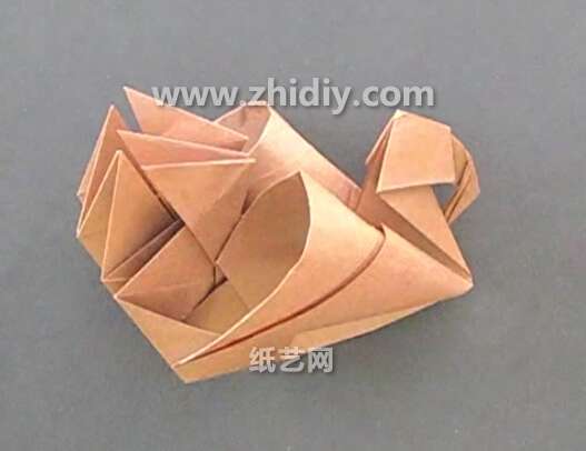 手工折纸大全手把手教你学习感恩节立体折纸火鸡的折法教程