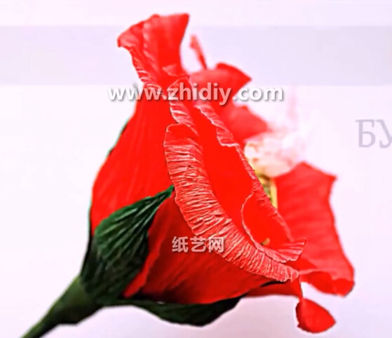 情人节手工皱纹纸玫瑰花的视频制作教程教你制作皱纹纸玫瑰花