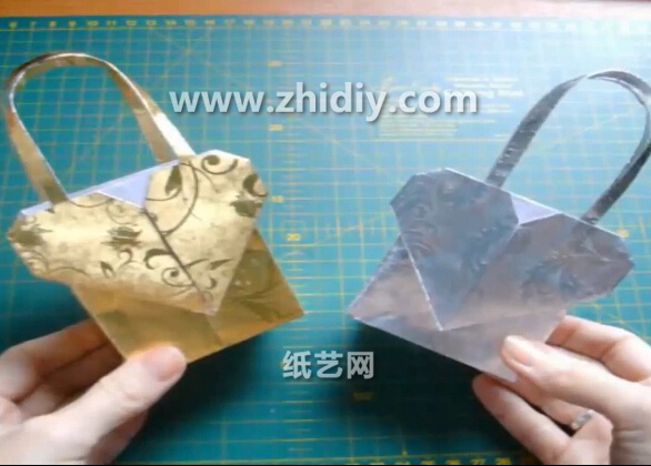 手工折纸大全教程教你学习如何用折纸制作情人节折纸心小篮子和小礼袋的折法