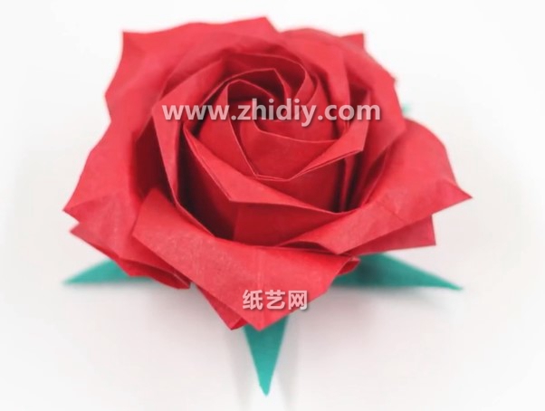 折纸玫瑰花大全-五瓣折纸玫瑰花手工折法教程