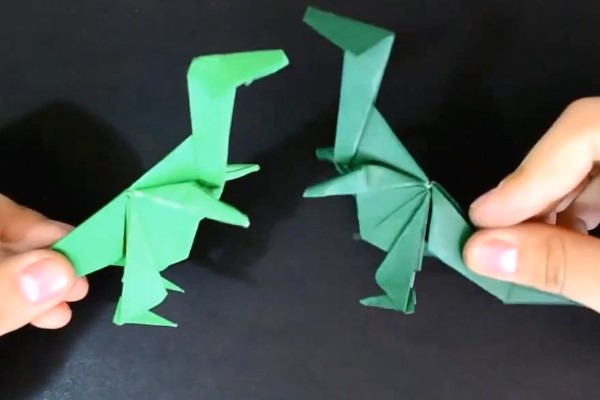 手工折纸霸王龙的基本折法制作教程手把手教你学习如何制作折纸霸王龙