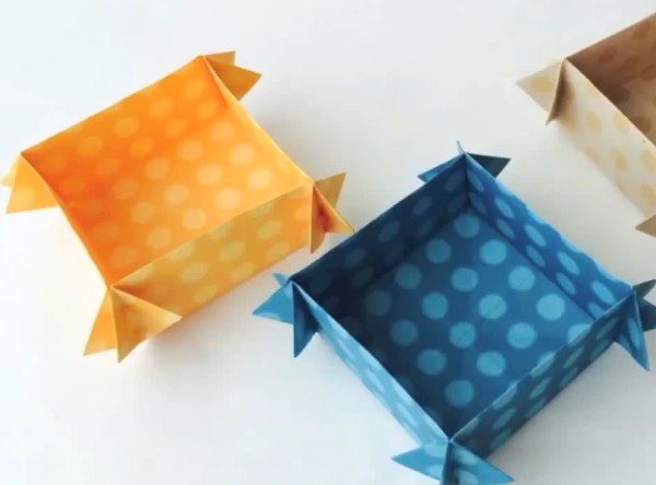 简单可爱折纸小收纳盒的折法制作教程手把手教你折叠折纸收纳盒