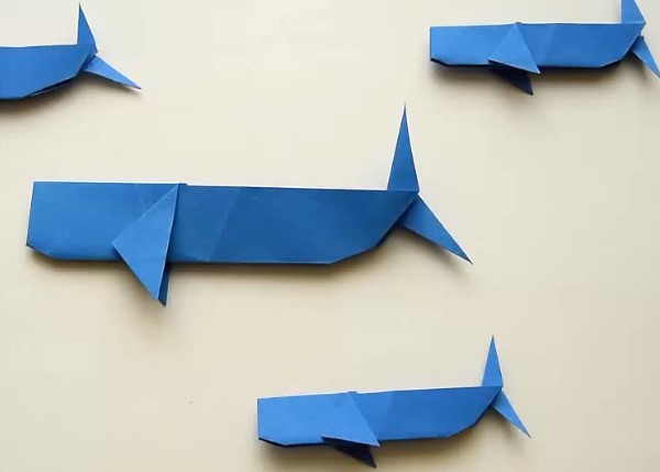 儿童手工折纸鲸鱼的制作教手把手的教大家完成折纸鲸鱼的折叠和制作