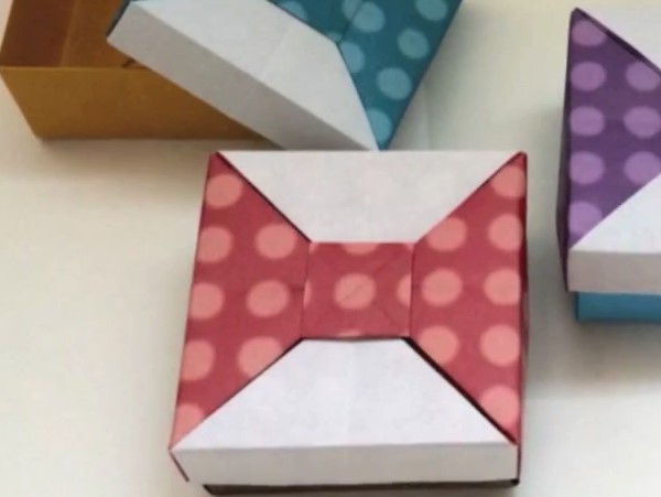 手工折纸盒子的折法视频教程手把手教你学习如何制作折纸领结盒子